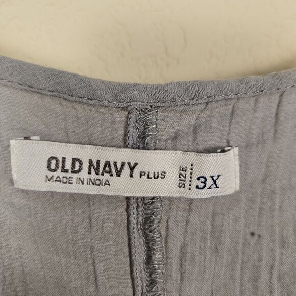 Y2K Old Navy 3X Pintuck Blouse Embroidered Semi Sheer Lightweight 3/4 Sleeve - Picture 10 of 10